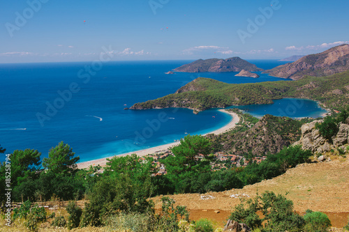 Panorama, beach Oludeniz, top view. Nature of turkey
