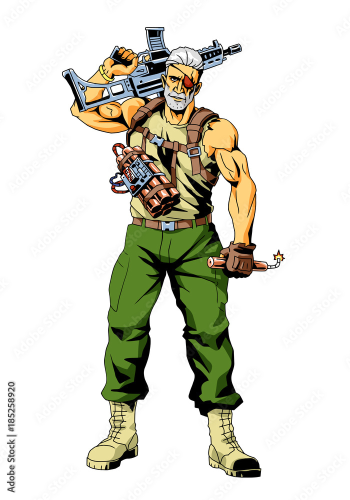 soldier and time bomb, illustration, art, design, color soldier and time bomb, illustration, art, design, color