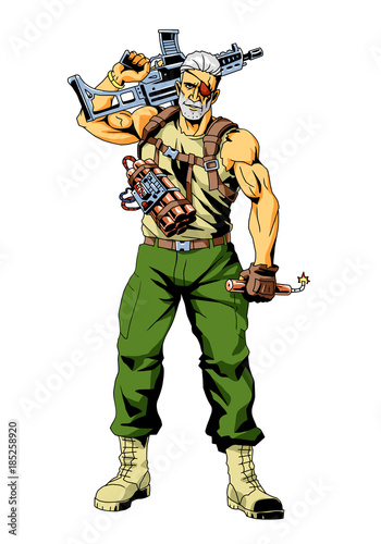 soldier and time bomb, illustration, art, design, color
