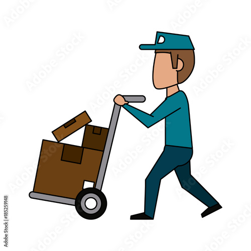 Courier with wheelbarrow