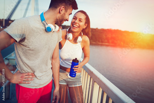 Fitness training for couple in love