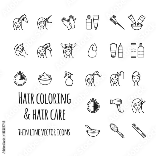 Hair coloring vector icons set
