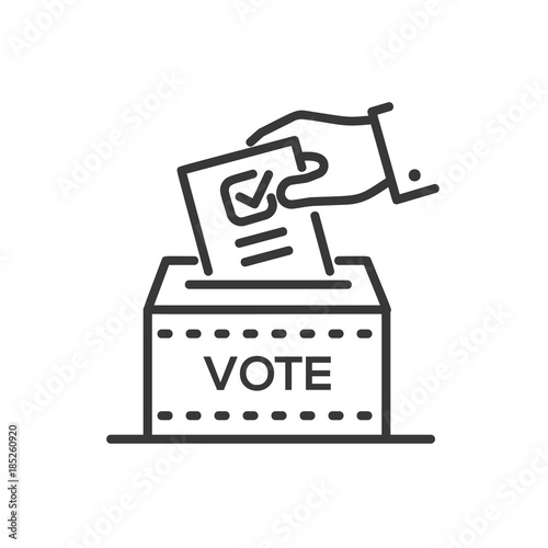 Ballot box - line design single isolated icon