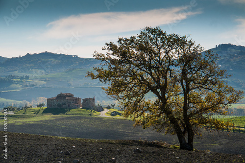 Casaglia, Pisa, Italy - 16 november, 2017: Trekking route in Casaglia, Municipality of Montecatini Val di Cecina photo