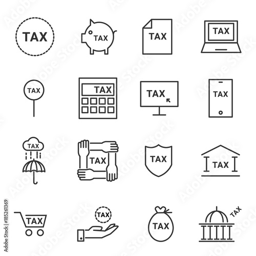 tax icons line silhouette vector