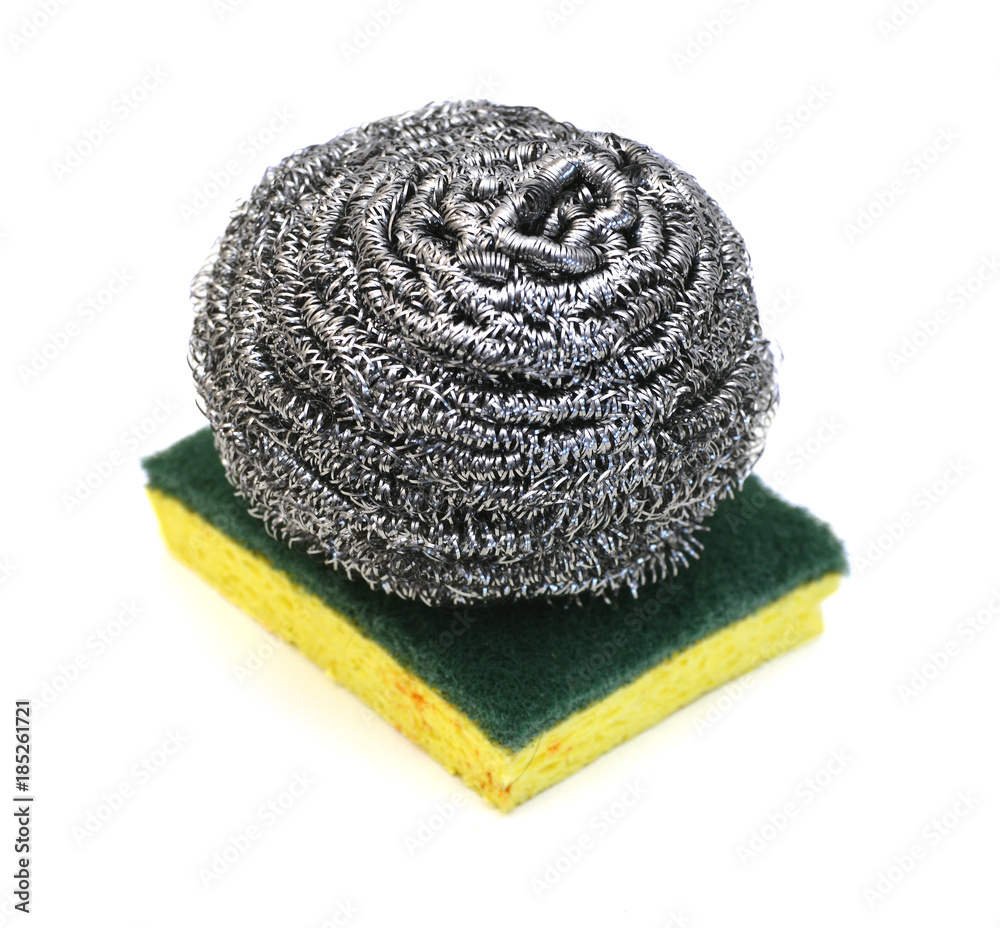 Metal sponge and Scourers on white Metal sponge and Scourers on white