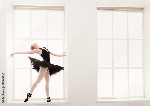 Beautiful ballerine stands in ballet position