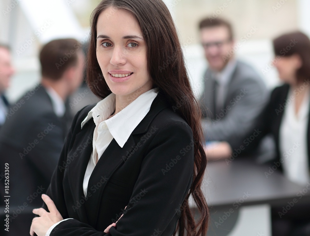 woman Manager in the background of the office woman Manager in the background of the office
