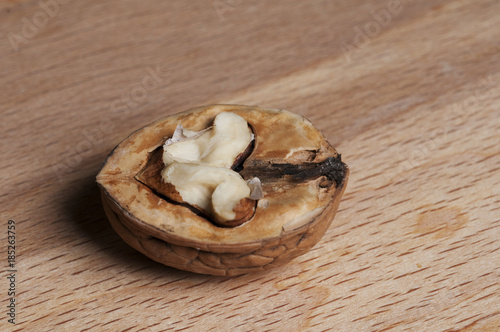 Walnuts Isolated on wooden Background 