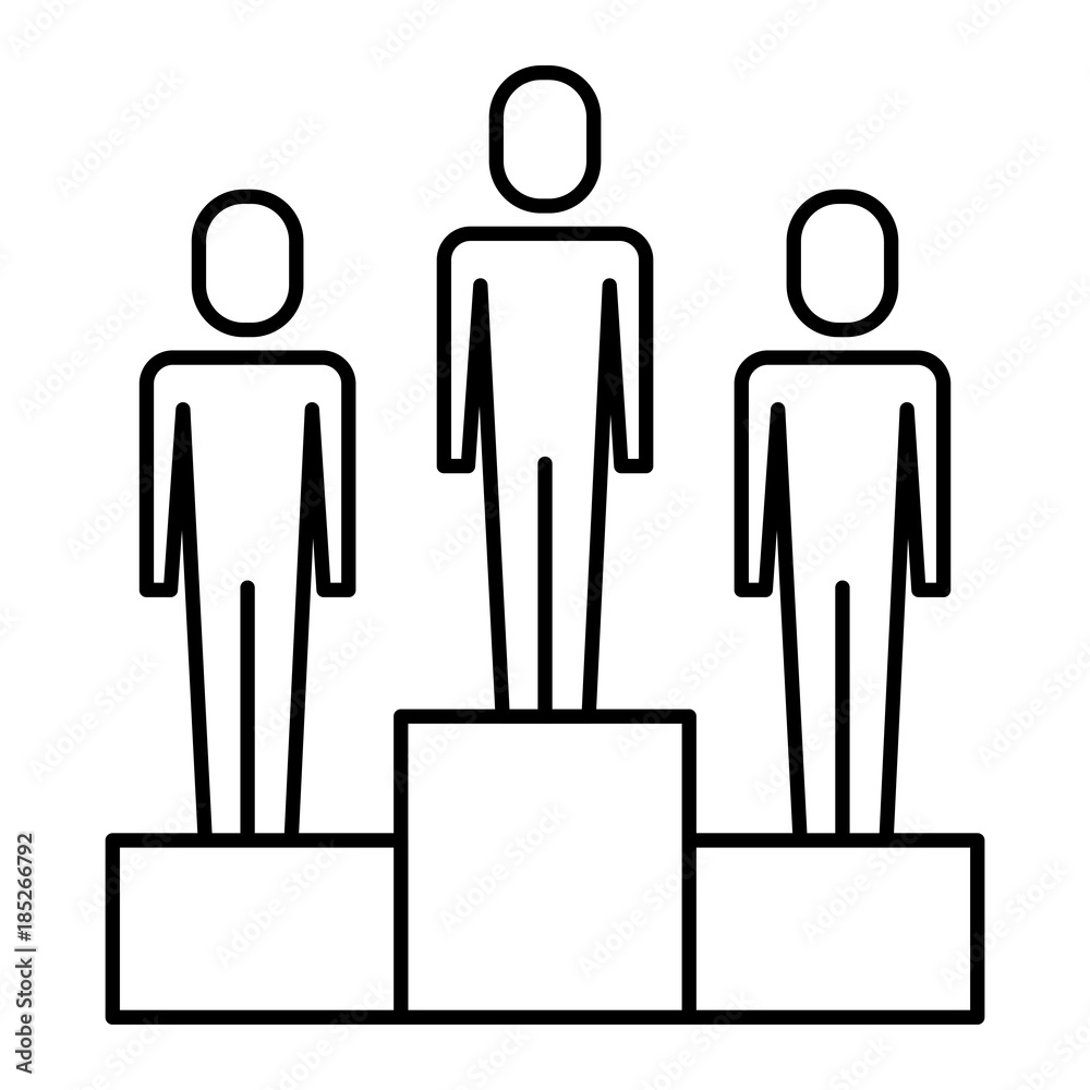business men in podium competition success vector illustration thin line design business men in podium competition success vector illustration thin line design