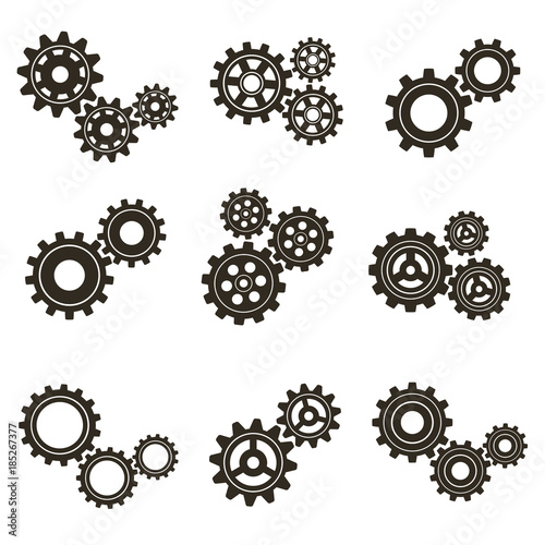 Set of gears. Vector illustration.