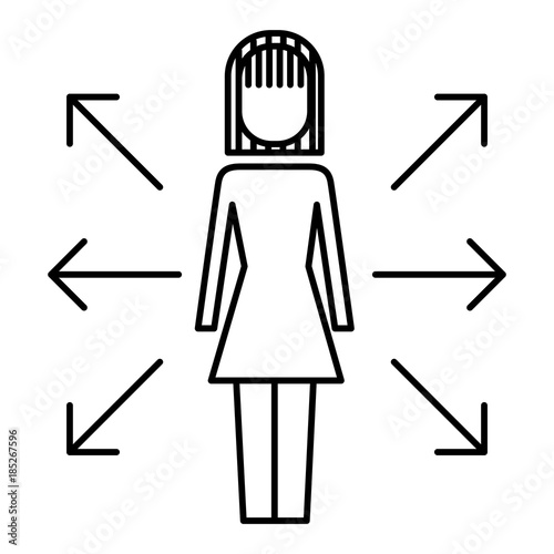 businesswoman options arrows direction choise vector illustration  outline image