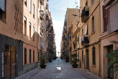 narrow alley in Barceloneta neighborhood  Barcelona