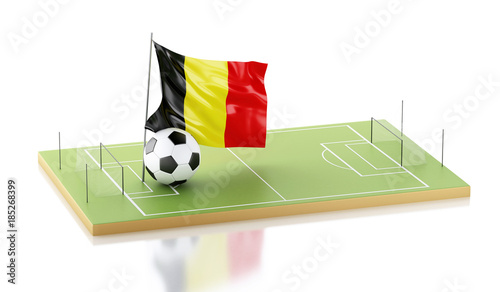 3d Belgium flag and soccer ball.