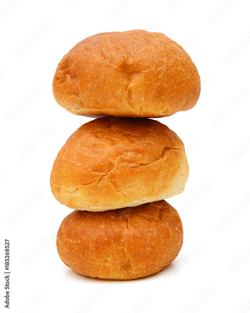 Bread and rolls isolated on white