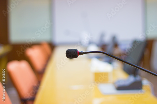 close up microphone in the conference room