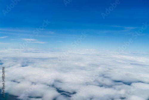 Aerial photos Shows lots of clouds like the sea. And the atmosphere of the airport.Including downtown Loei.