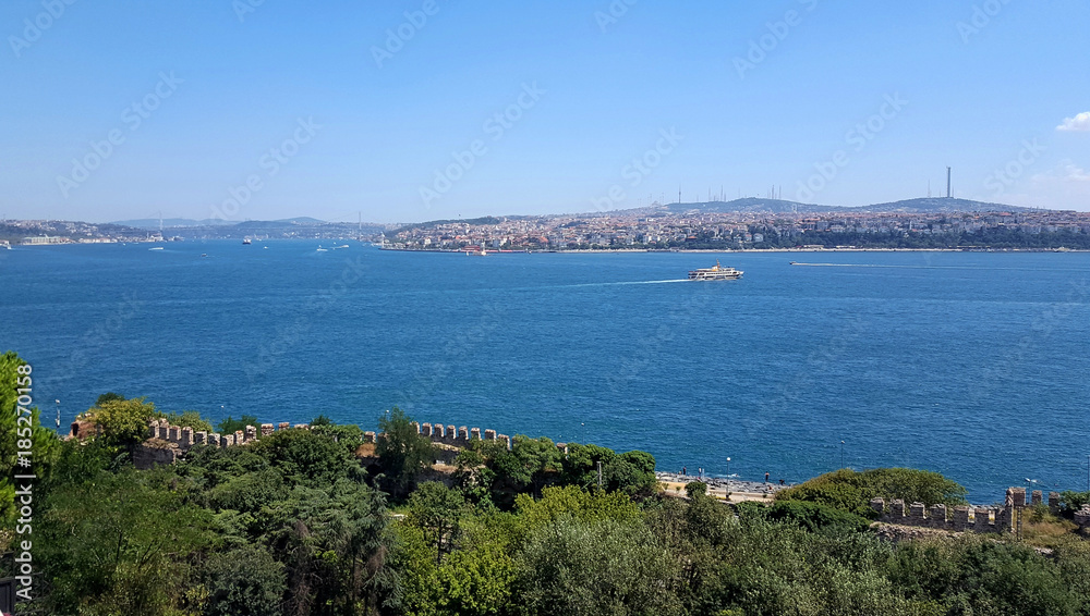 Panoramic view from Topkapi palace on Bosporus