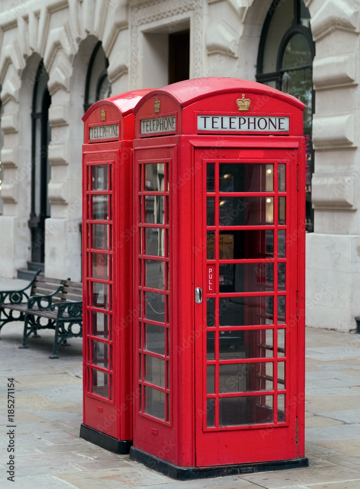 Telephone Boxes in a London street Telephone Boxes in a London street