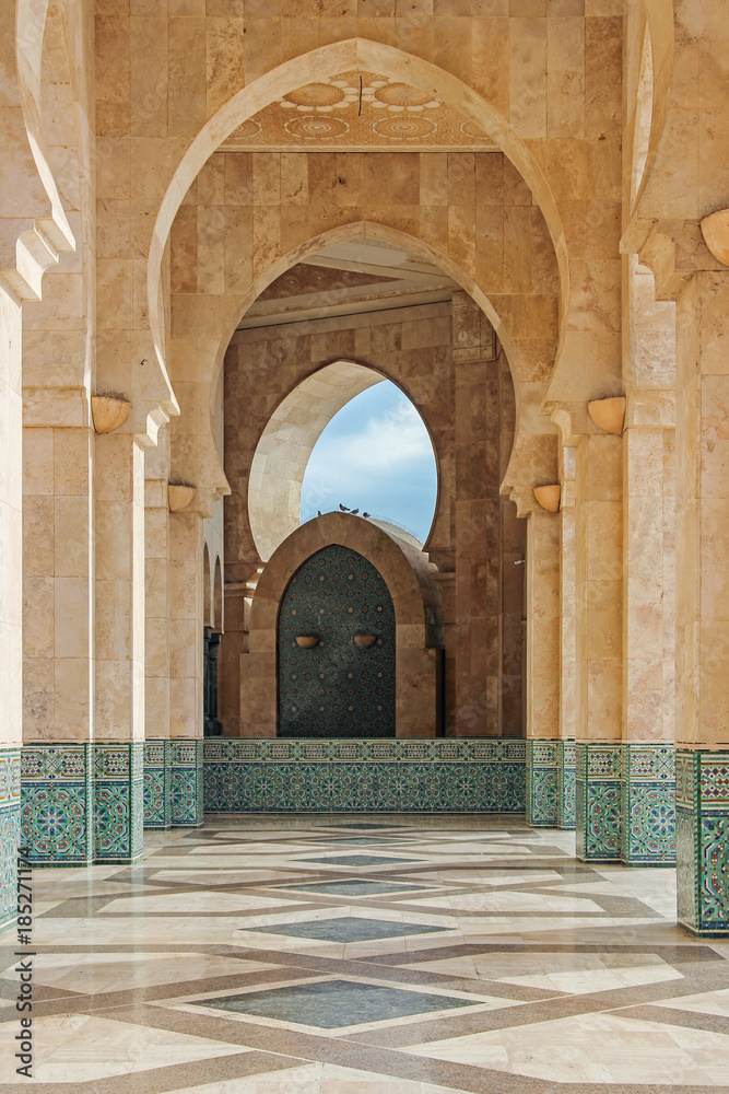 empty hallway at Hassan II Mosque in Casablanca