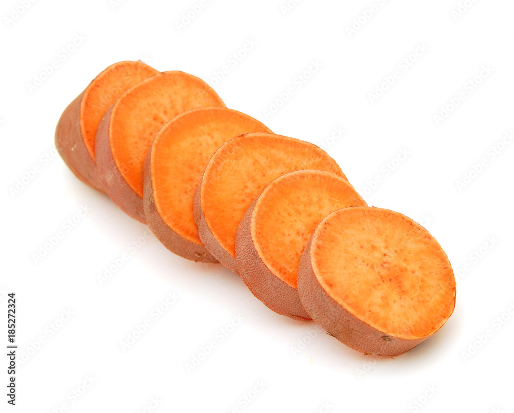 Sweet potatoes on white Sweet potatoes on white