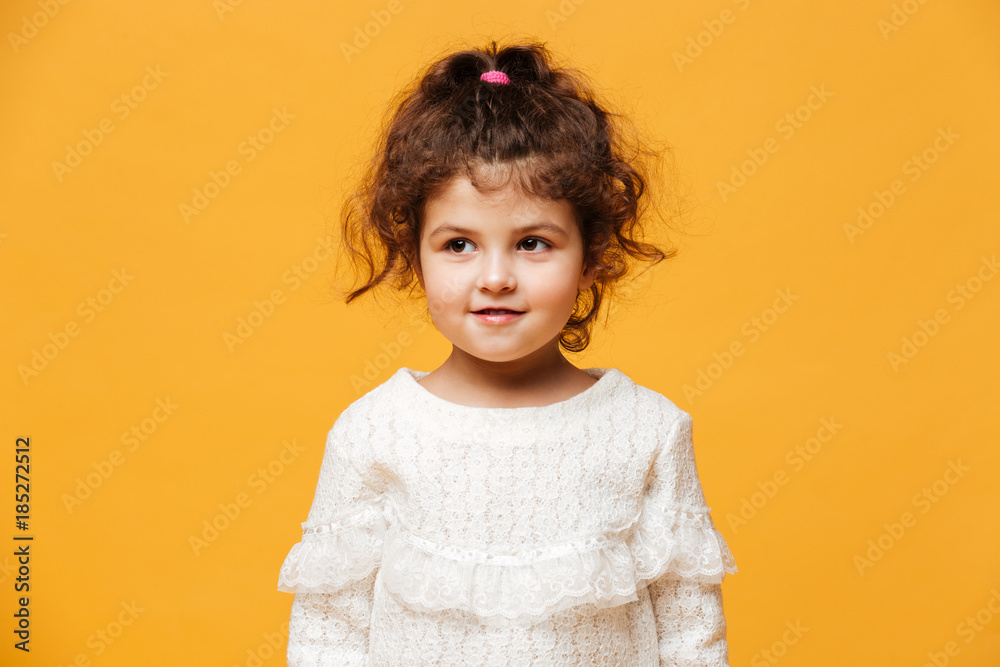 Cute little girl child standing isolated Cute little girl child standing isolated