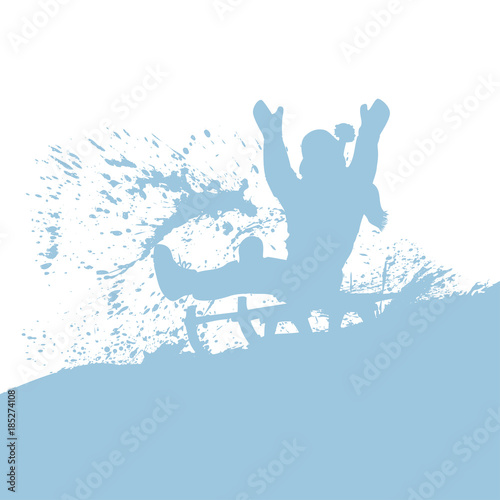 Silhouette mit Schlitten - Rodeln