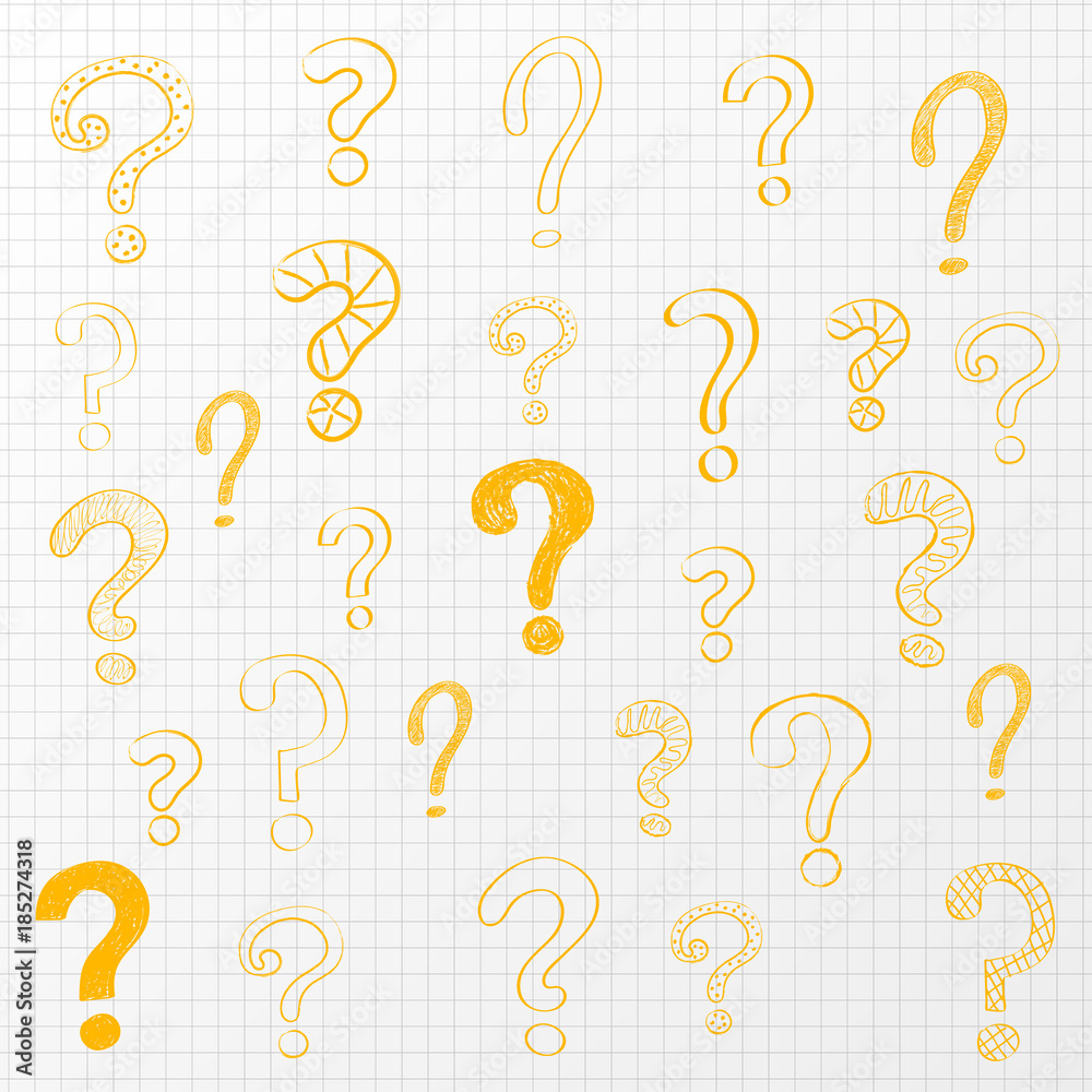 Background with hand drawn question marks. Vector. Background with hand drawn question marks. Vector.