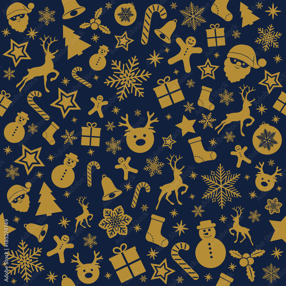 Christmas pattern with ornaments - seamless texture. Vector.	