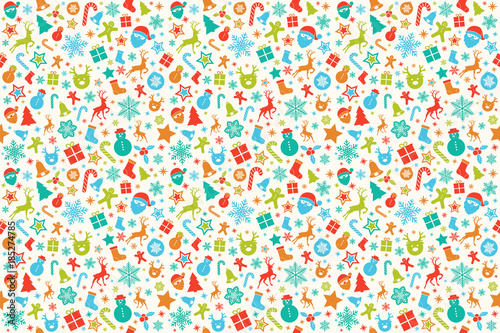 Christmas pattern with ornaments - seamless texture. Vector.	