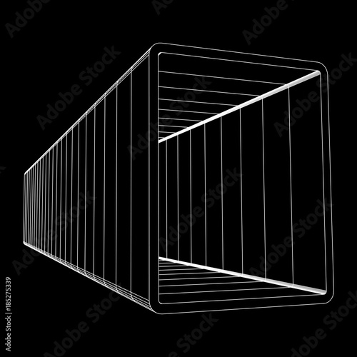 Wireframe low poly mesh construction metallurgy square tube profile symbol vector illustration