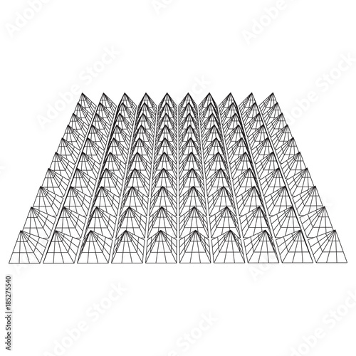 Wireframe model of sound proof coverage in music studio with soundproofing walls. Vector illustration