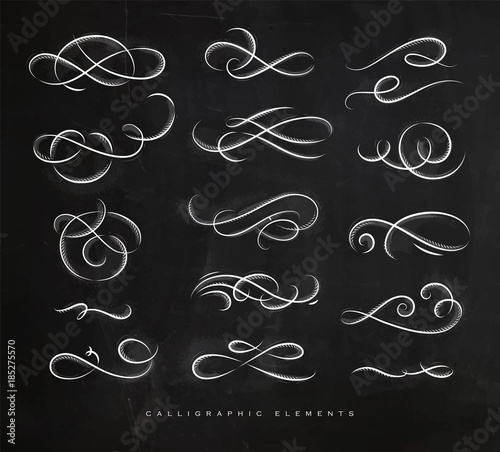 Calligraphic vintage elements chalk