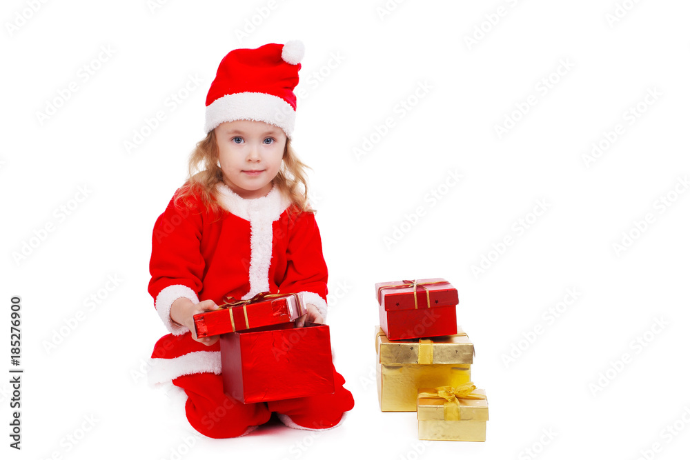 Cute santa baby on the white background Cute santa baby on the white background