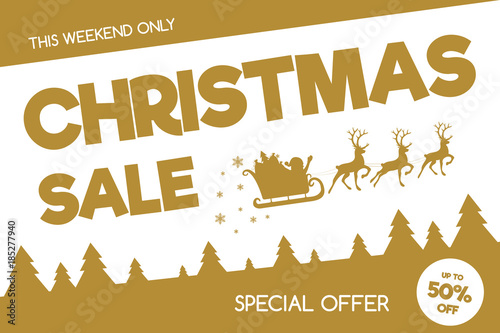 Christmas Sale - banner in retro style. Vector.