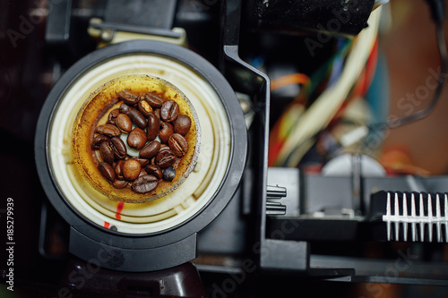 disassembled coffee machine at service center
