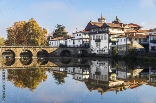 The historic Roman bridge of Emperor Trajan in the city of Chaves, in the north of Portugal