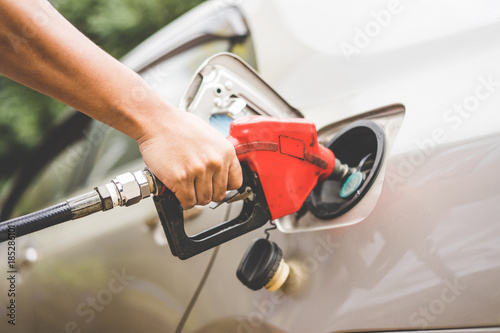 Obraz na plátně Car refueling on petrol station