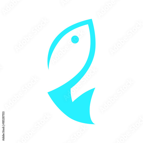 Abstract fish symbol, icon on white background. Used for logo