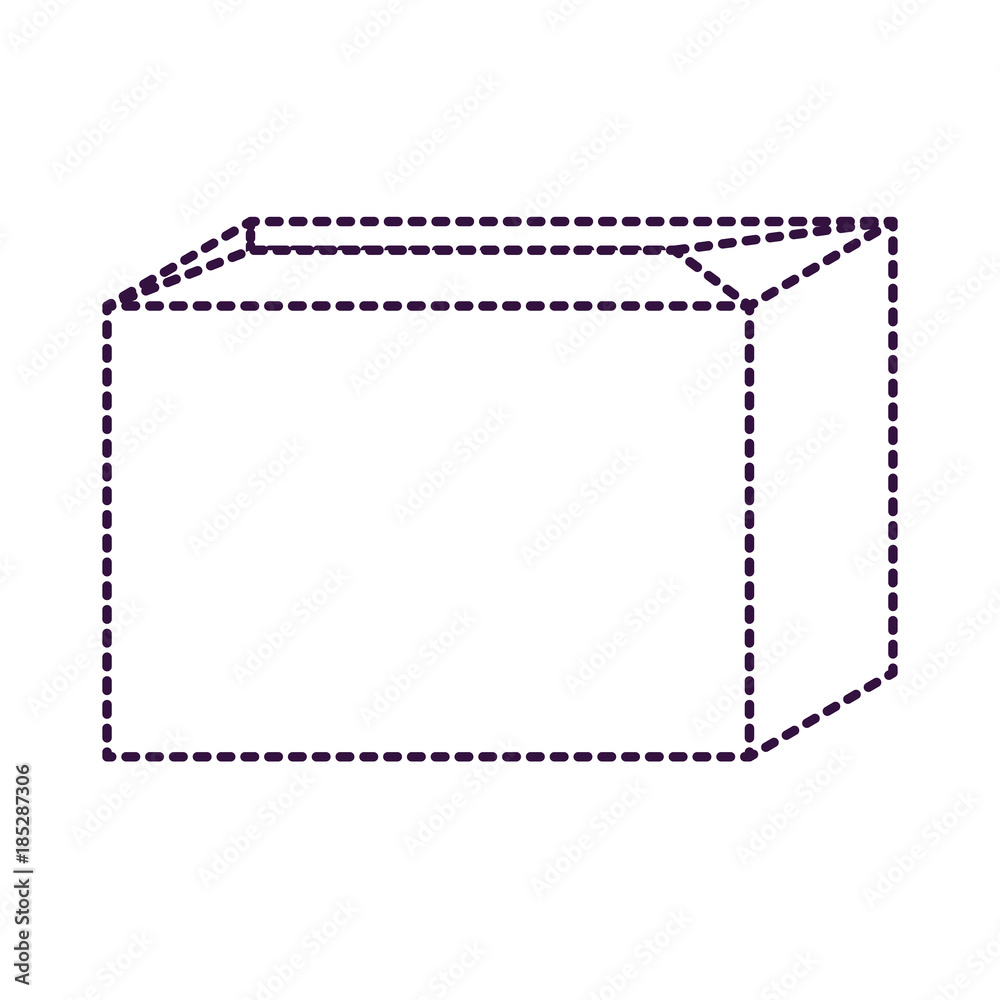 sealed cardboard box icon in purple dotted silhouette