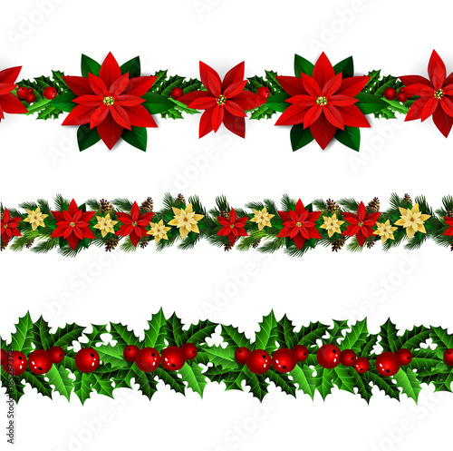 Set of n Seamless Christmas borders