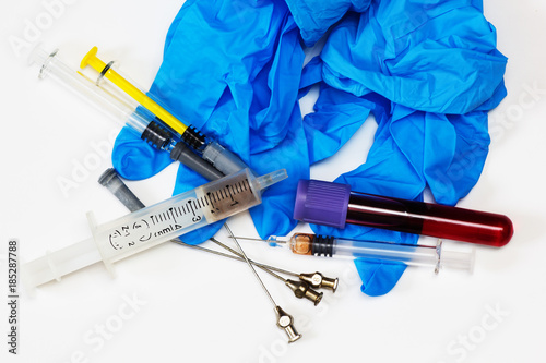 Test tube and syringes