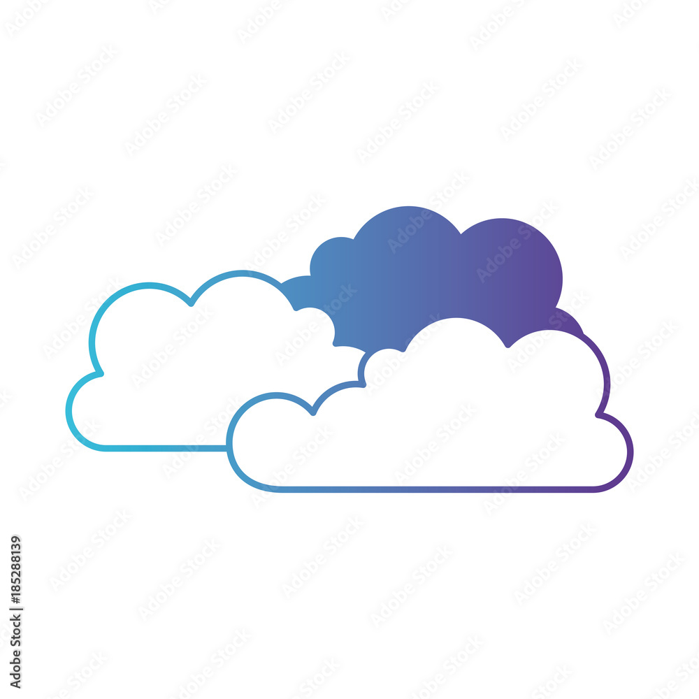 cloud cumulus flat icon in degraded blue to purple color contour cloud cumulus flat icon in degraded blue to purple color contour