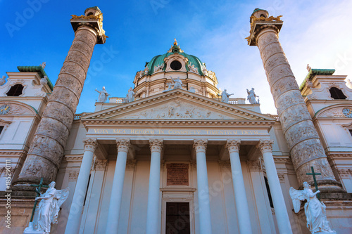 Detail of the Wiener Karlskirche (Saint Charles's Church) at Karlsplatz, Vienna, Austria photo