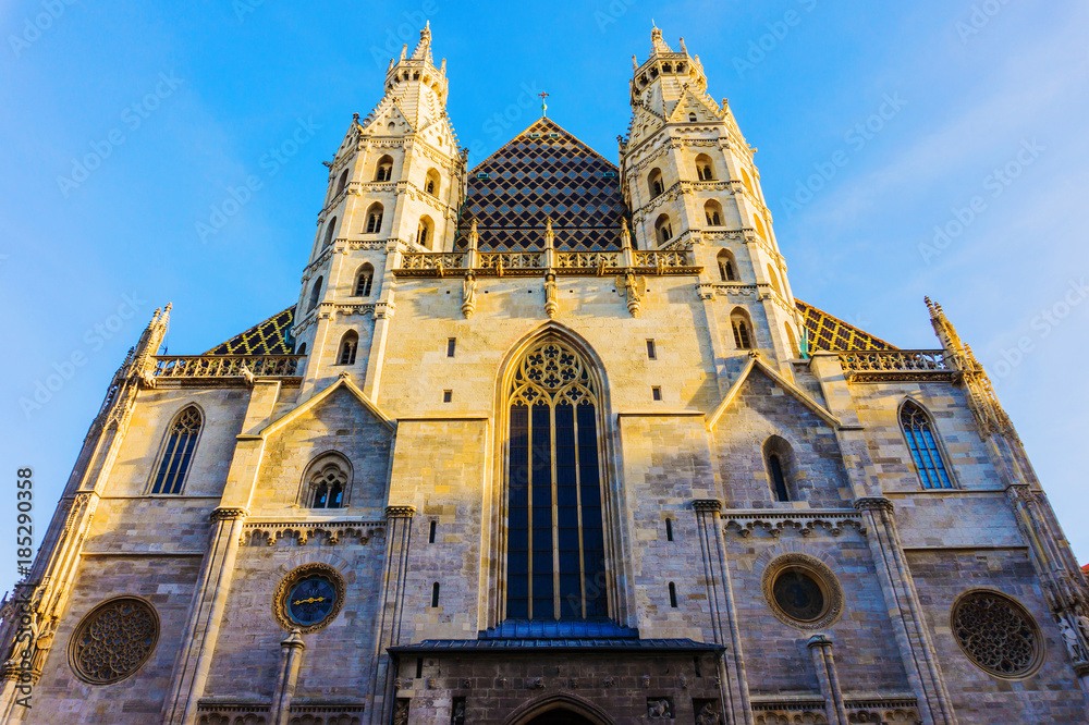 St. Stephen's Cathedral (Stephansdom) in Vienna, Austria, city landmark, Romanesque and Gothic architecture.