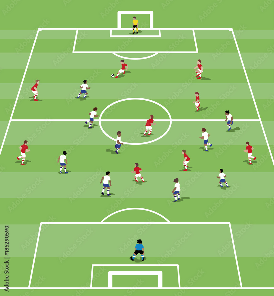 Vector illustration of Soccer situation in flat design.
