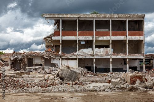 Demolition building after earthquakes or war
