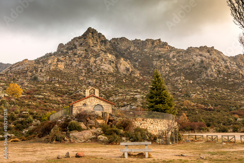 close-up of the hermitage of San Isidro in El Boalo Madrid Spain photo