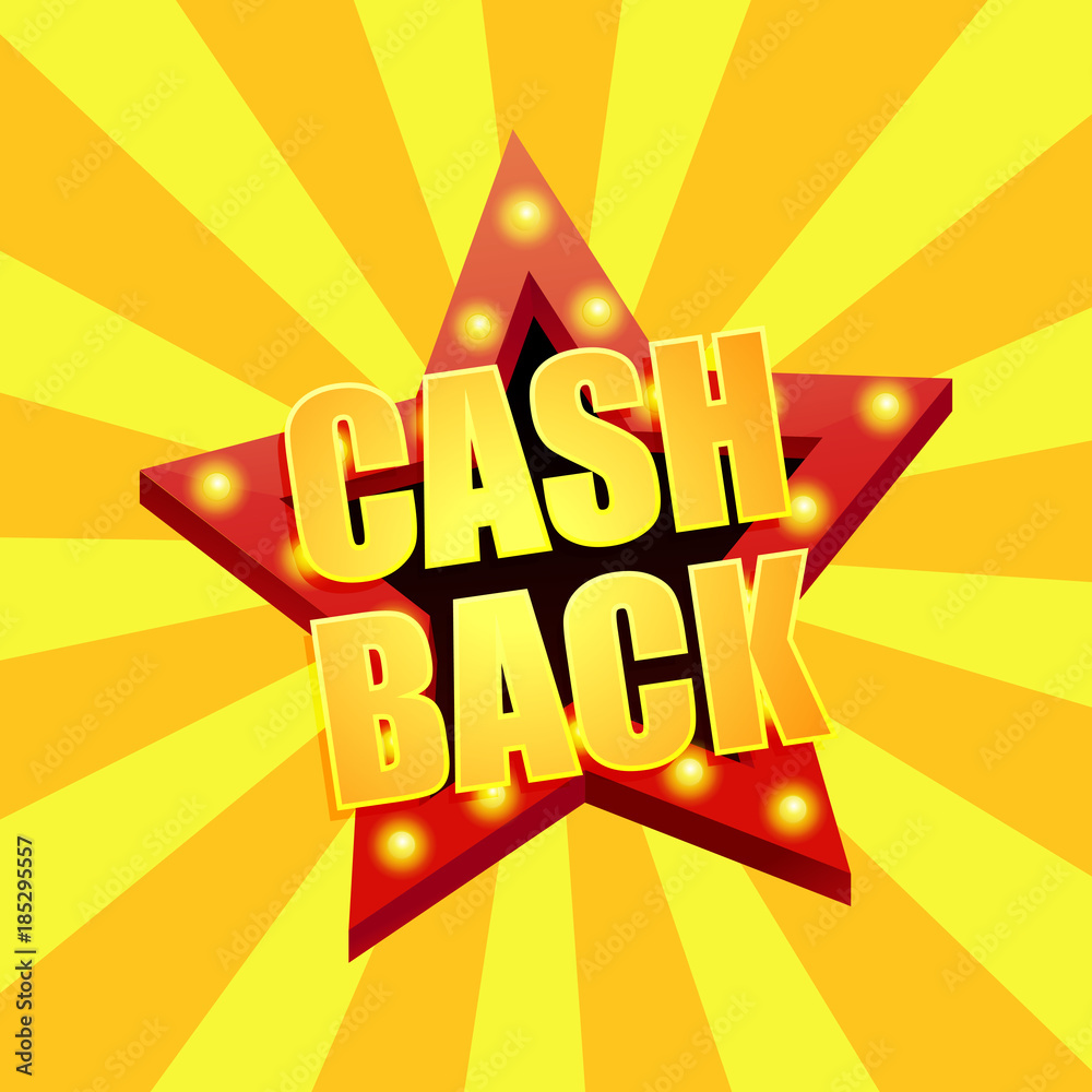 Cashback shares. Discounts on sites, bargains. Star text