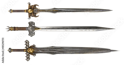 Swords on a white background. 3d illustration